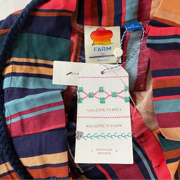 NWT Farm Rio Augustine Striped Linen Wide Leg Pants Medium - Picture 7 of 8